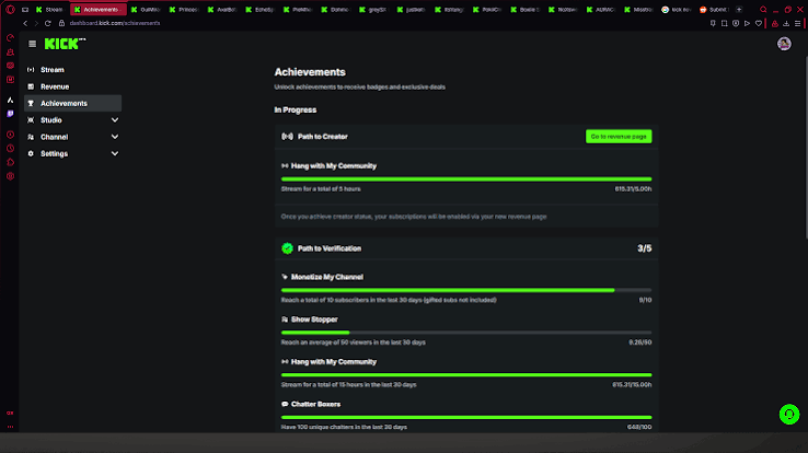 Achievements Progress — Path to Creator